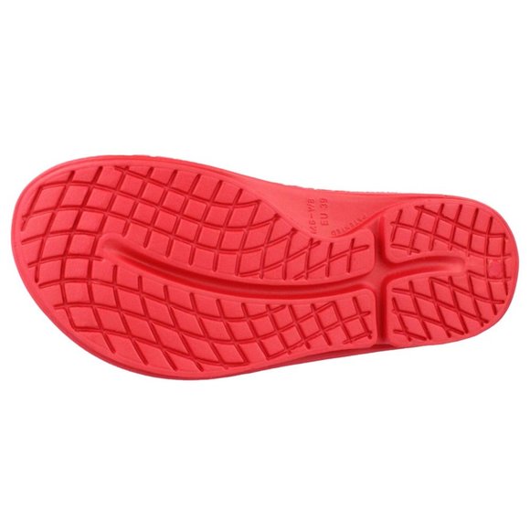 Oofos Women's Red Synthetic Upper Ooriginal Thong Flip Flop Sandals - Picture 5 of 5